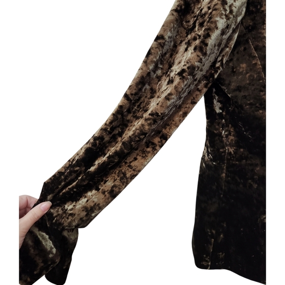 SANCTUARY by ANTHROPOLOGIE Green Blazer with Velvet Texture & Floral  SZ Small - Picture 11 of 16